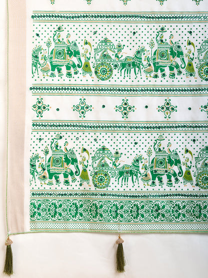 White Soft Cotton Saree With Printed Work