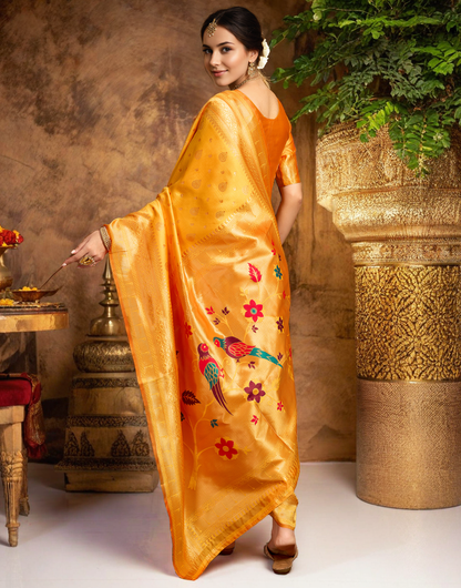 Paithani Silk Saree With Zari Weaving Work
