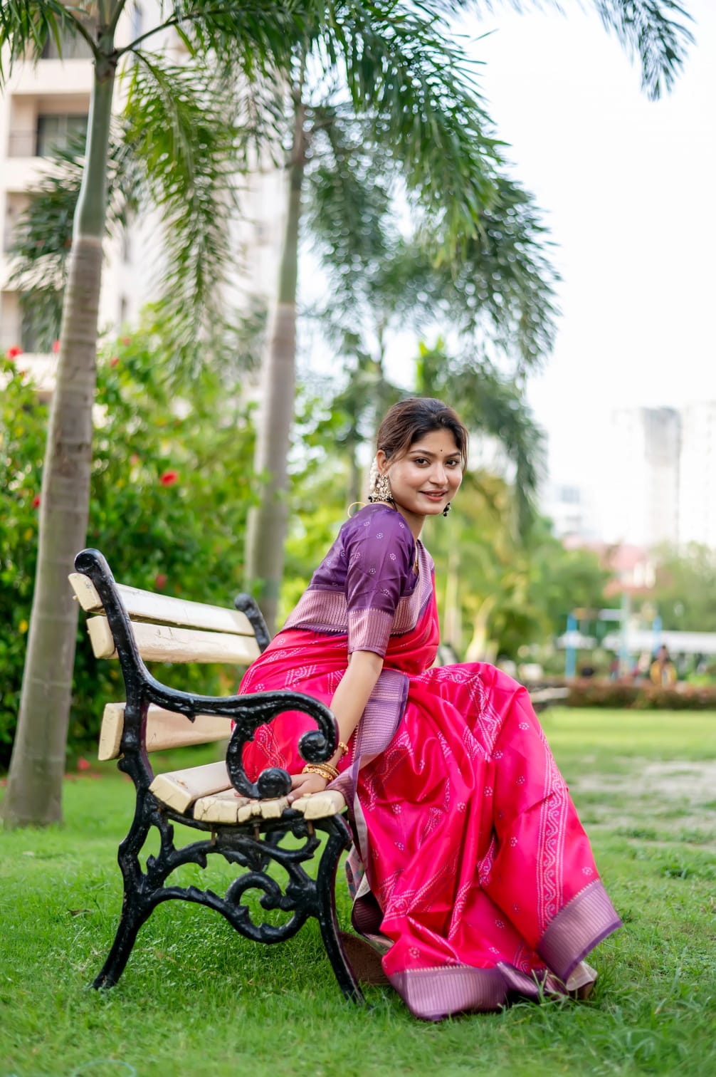 Pink Color Tussar Silk Saree With Digital Printed Work