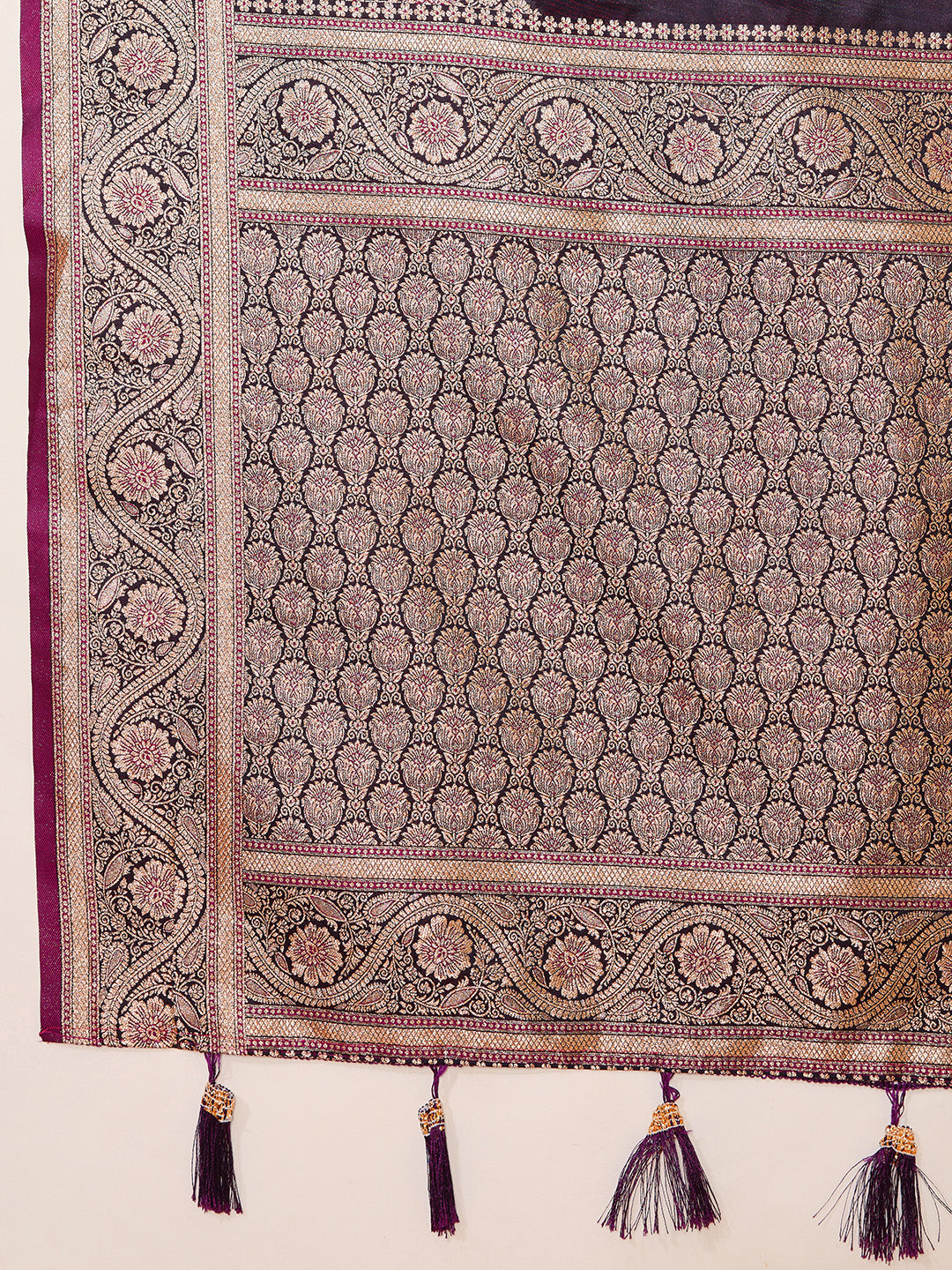 Maroon Soft Satin Silk Saree With Gala Border And Zari Weaving Work