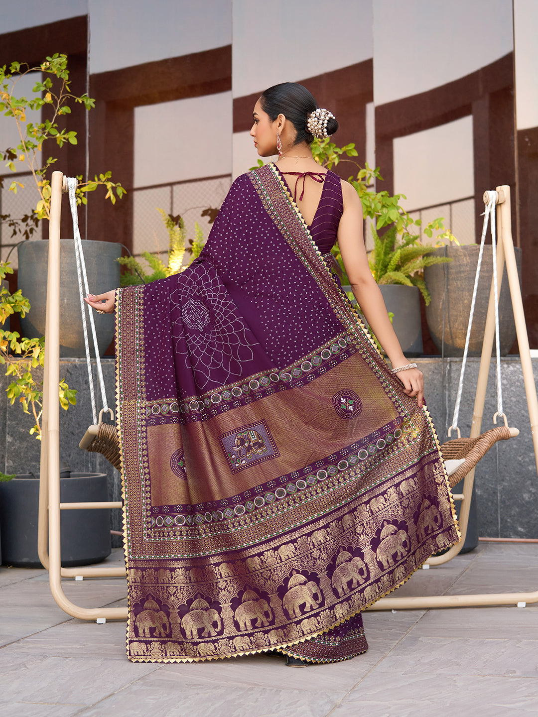 Wine Stylist Soft Cotton Saree With Unique Table Printed & Lace Border