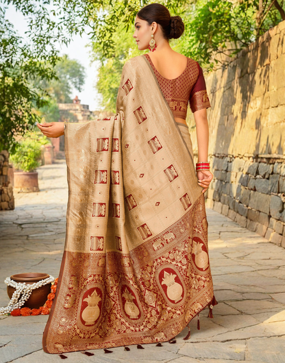 Paithani Silk Saree With Zari Weaving Work