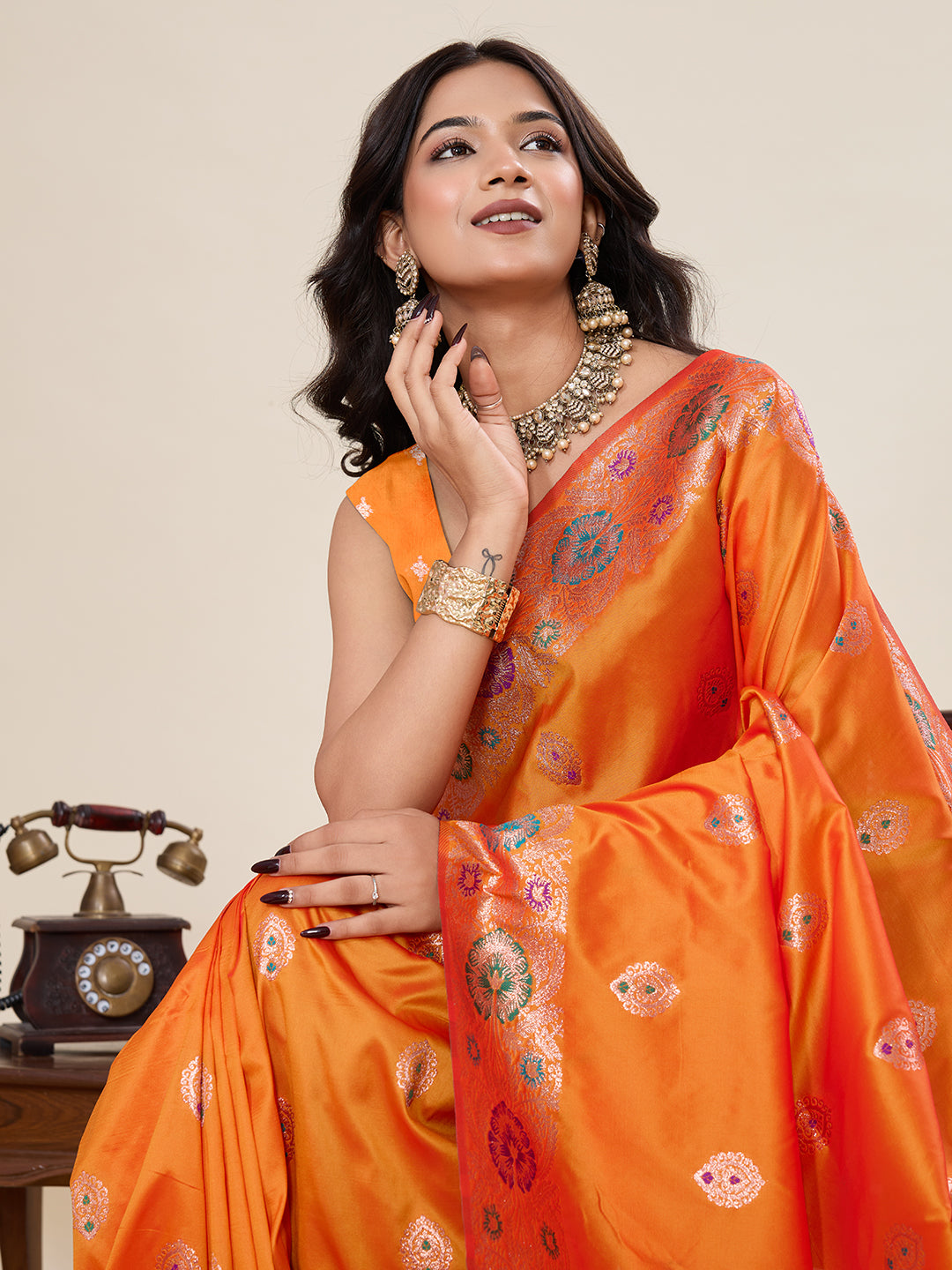 Traditional Yellow Color Jacquard Silk Saree With Zari Work