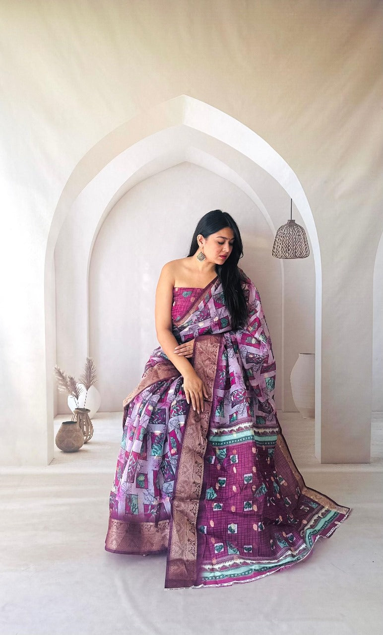 Soft Dola Silk Saree With Digital Printed Work