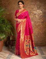 Traditional Paithani Silk Saree With Zari Weaving Work