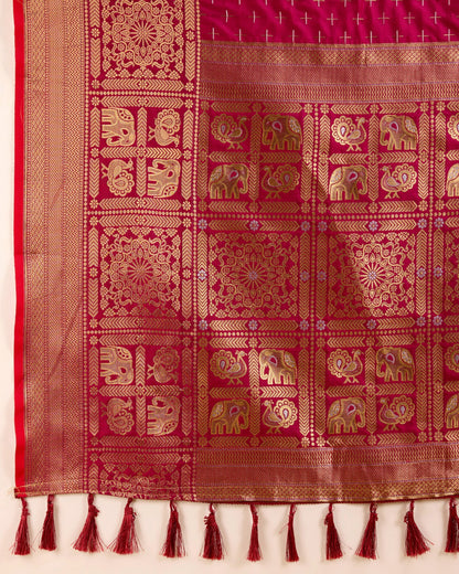 Banarasi Silk Saree With Zari Weaving Work