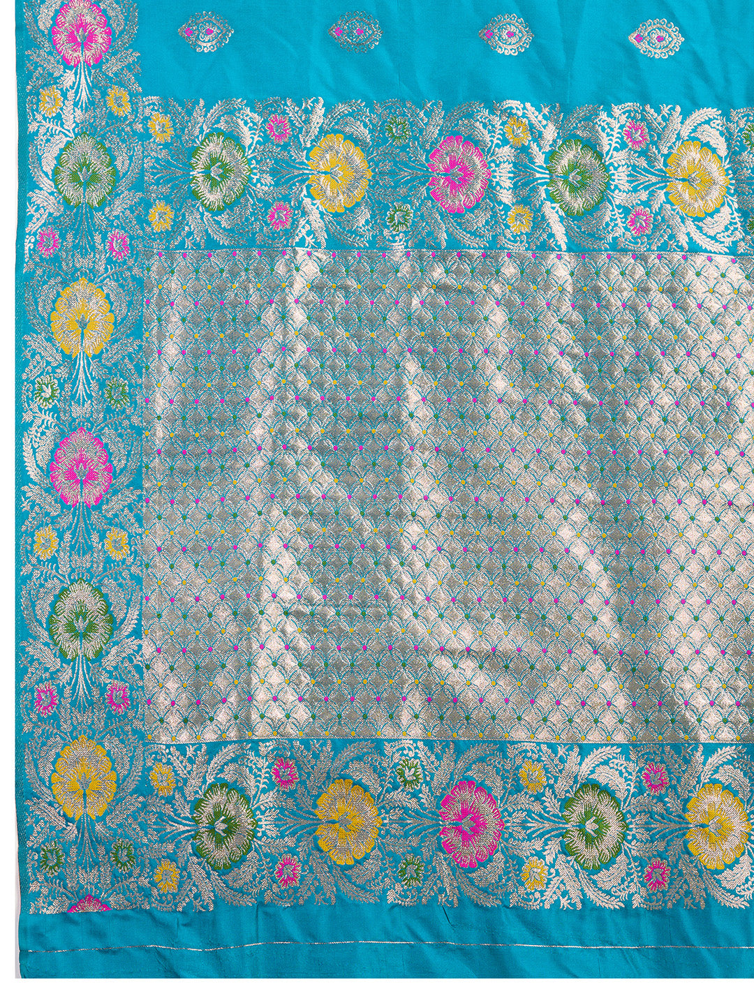 Traditional Firoji Color Jacquard Silk Saree With Zari Work