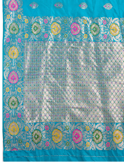 Traditional Firoji Color Jacquard Silk Saree With Zari Work