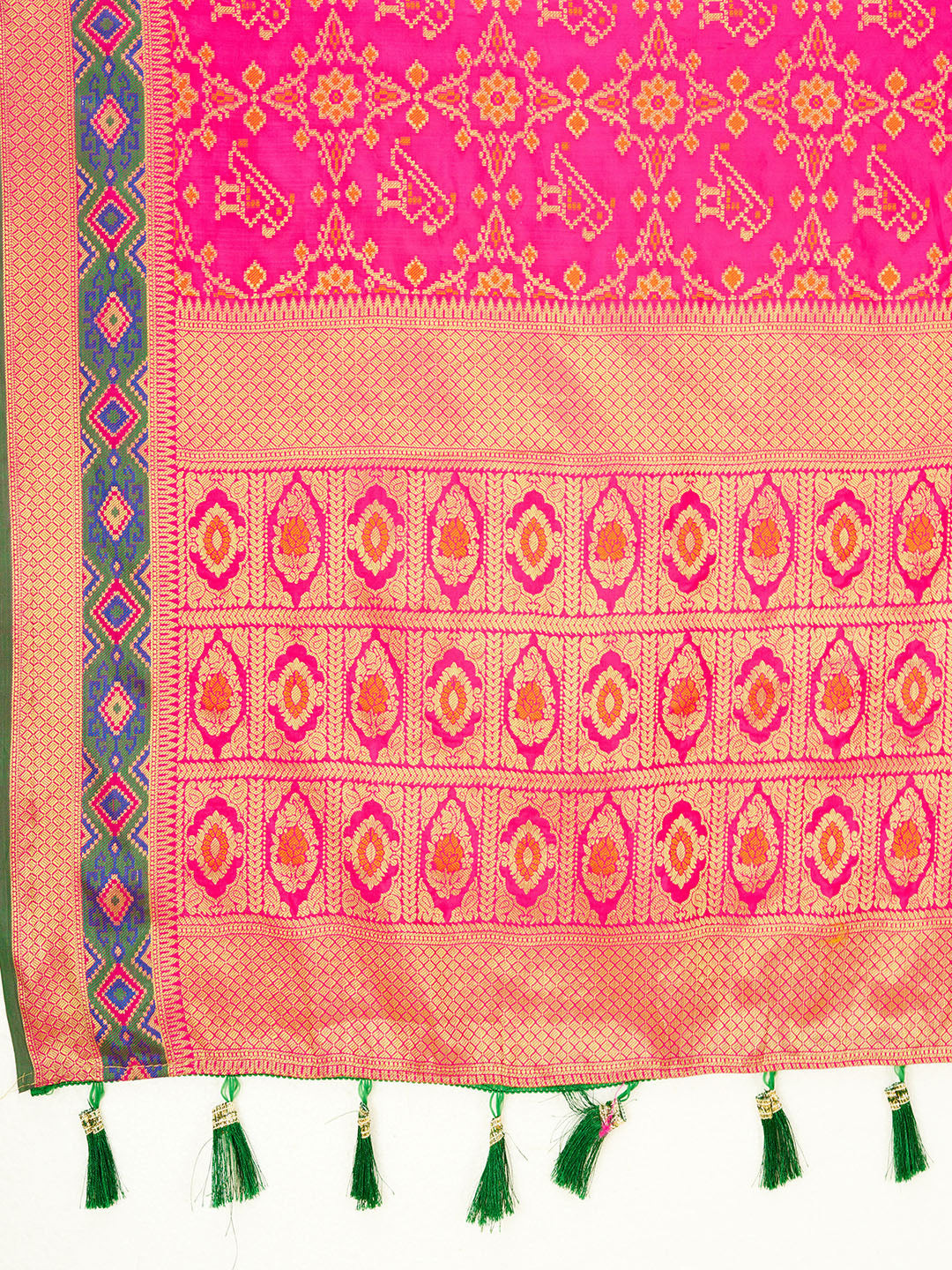 Pink Color Patola Silk Saree With Zari Weaving Work
