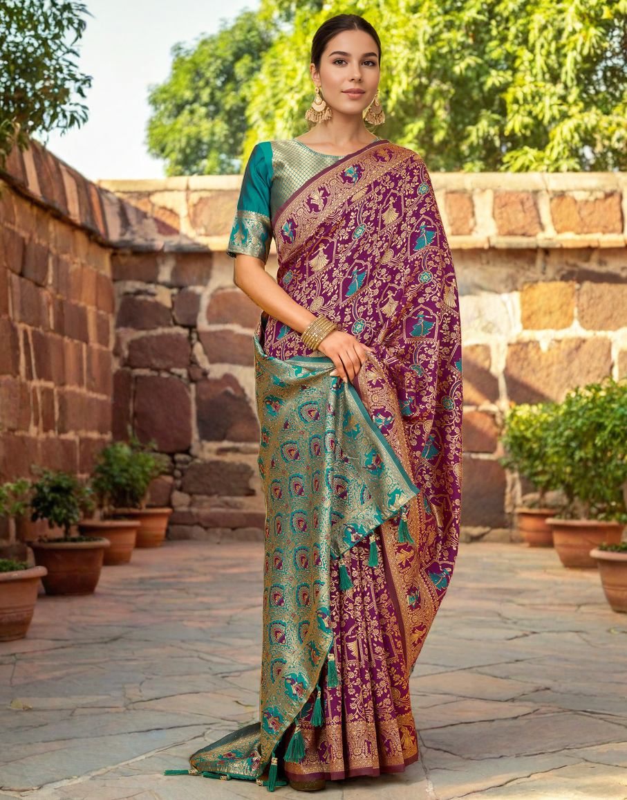 Paithani Silk Saree With Zari Weaving Work