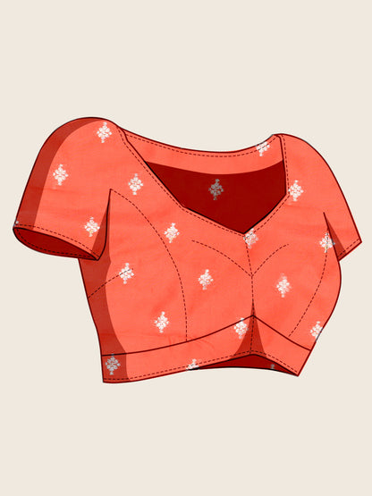 Traditional Orange Color Jacquard Silk Saree With Zari Work