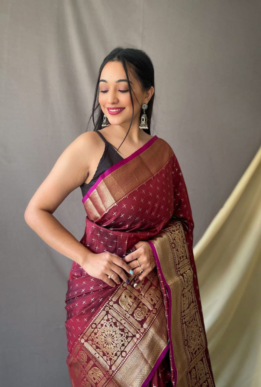Banarasi Silk Saree With Zari Weaving Work