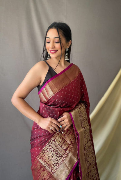 Banarasi Silk Saree With Zari Weaving Work