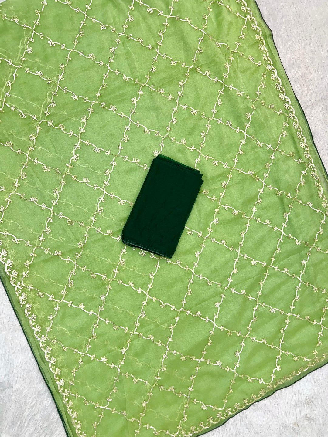 Pista Green Hand Work Viscose Silk Saree