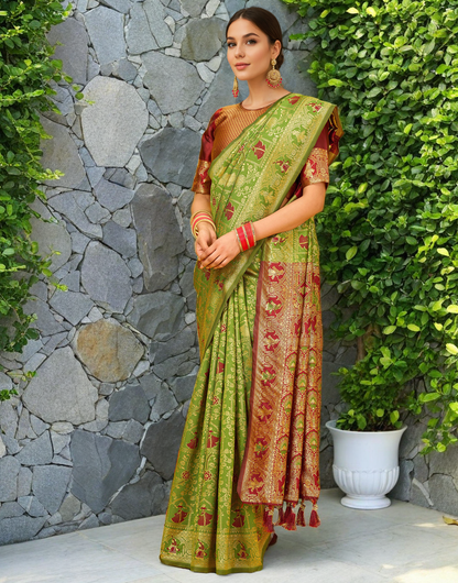 Paithani Silk Saree With Zari Weaving Work