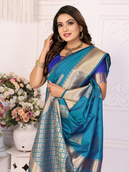 Firoji Premium Soft Silk Saree With Zari Weaving Work