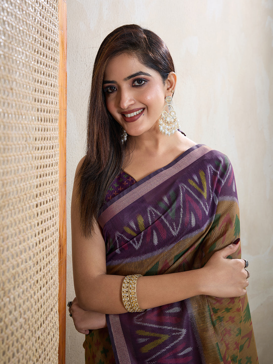 Multi Colour Chanderi Cotton Saree With Digital Printed Work