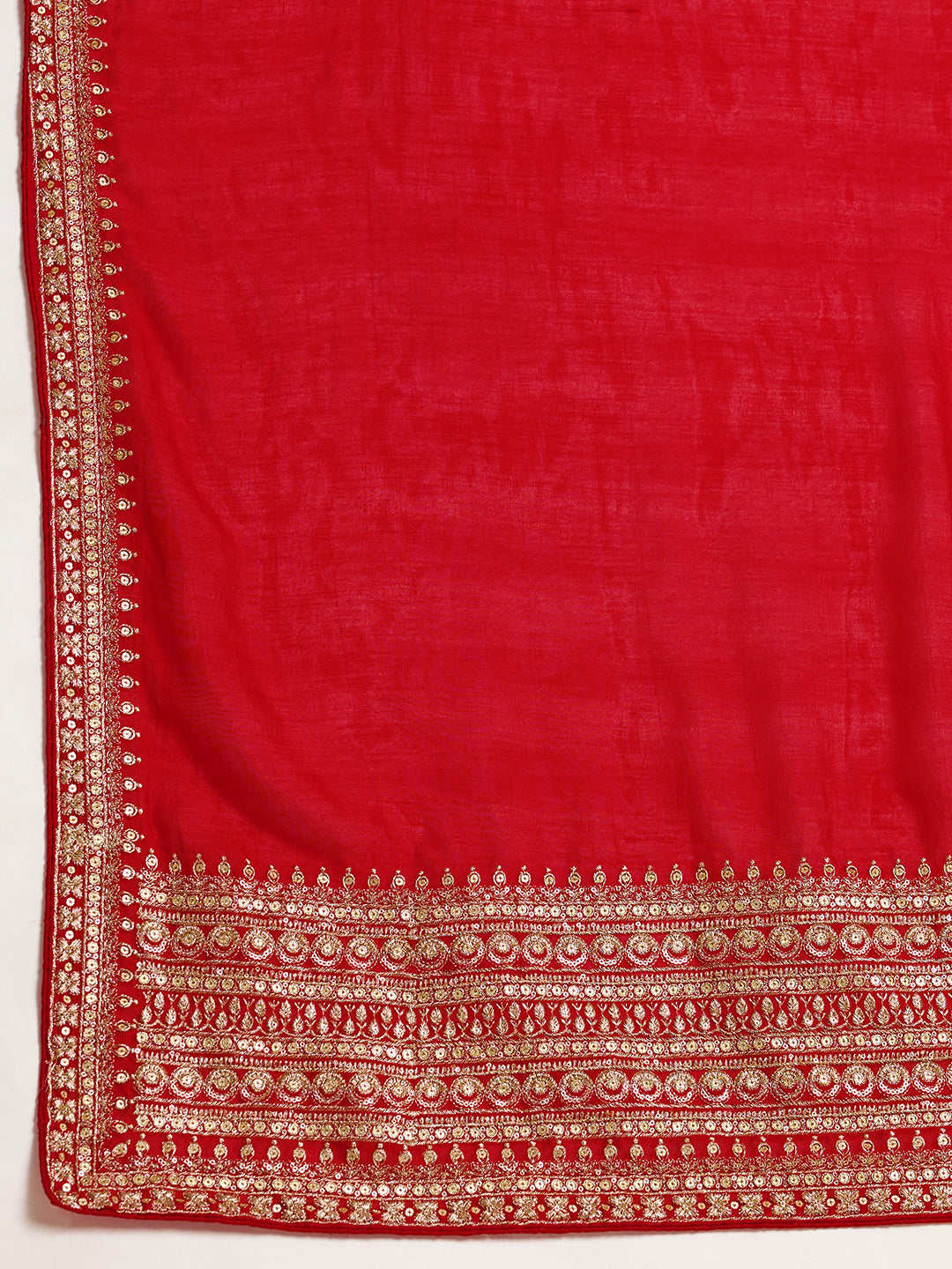 Red Soft Vichitra Silk Saree With Embroidery Work