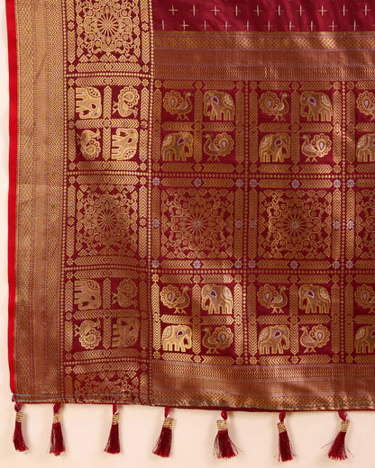 Banarasi Silk Saree With Zari Weaving Work