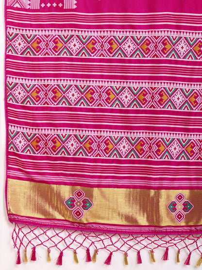Traditional Muslin Dola Silk Saree With Meenakari Zari Weaving Work