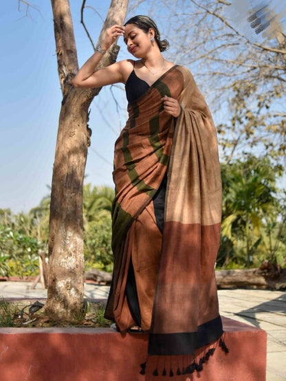 Multi Color Office Wear Khadi Cotton Saree