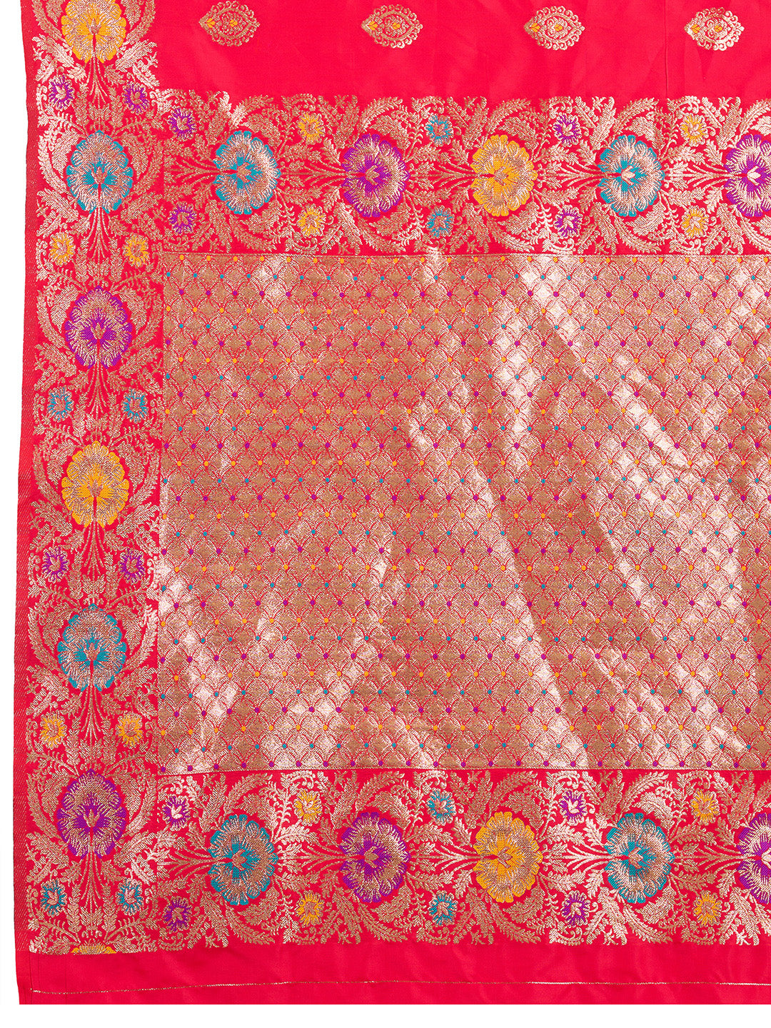 Traditional Red Color Jacquard Silk Saree With Zari Work