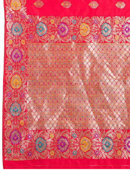 Traditional Red Color Jacquard Silk Saree With Zari Work