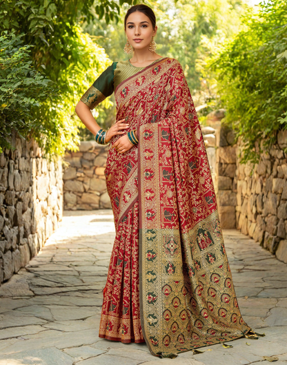 Paithani Silk Saree With Zari Weaving Work
