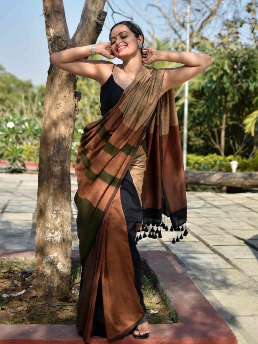 Multi Color Office Wear Khadi Cotton Saree