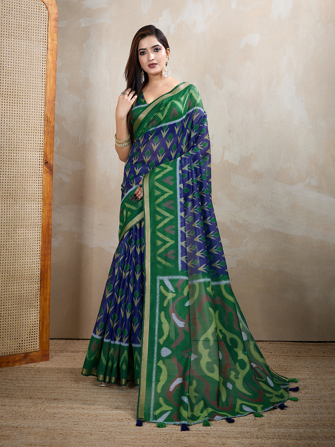 Multi Colour Chanderi Cotton Saree With Digital Printed Work