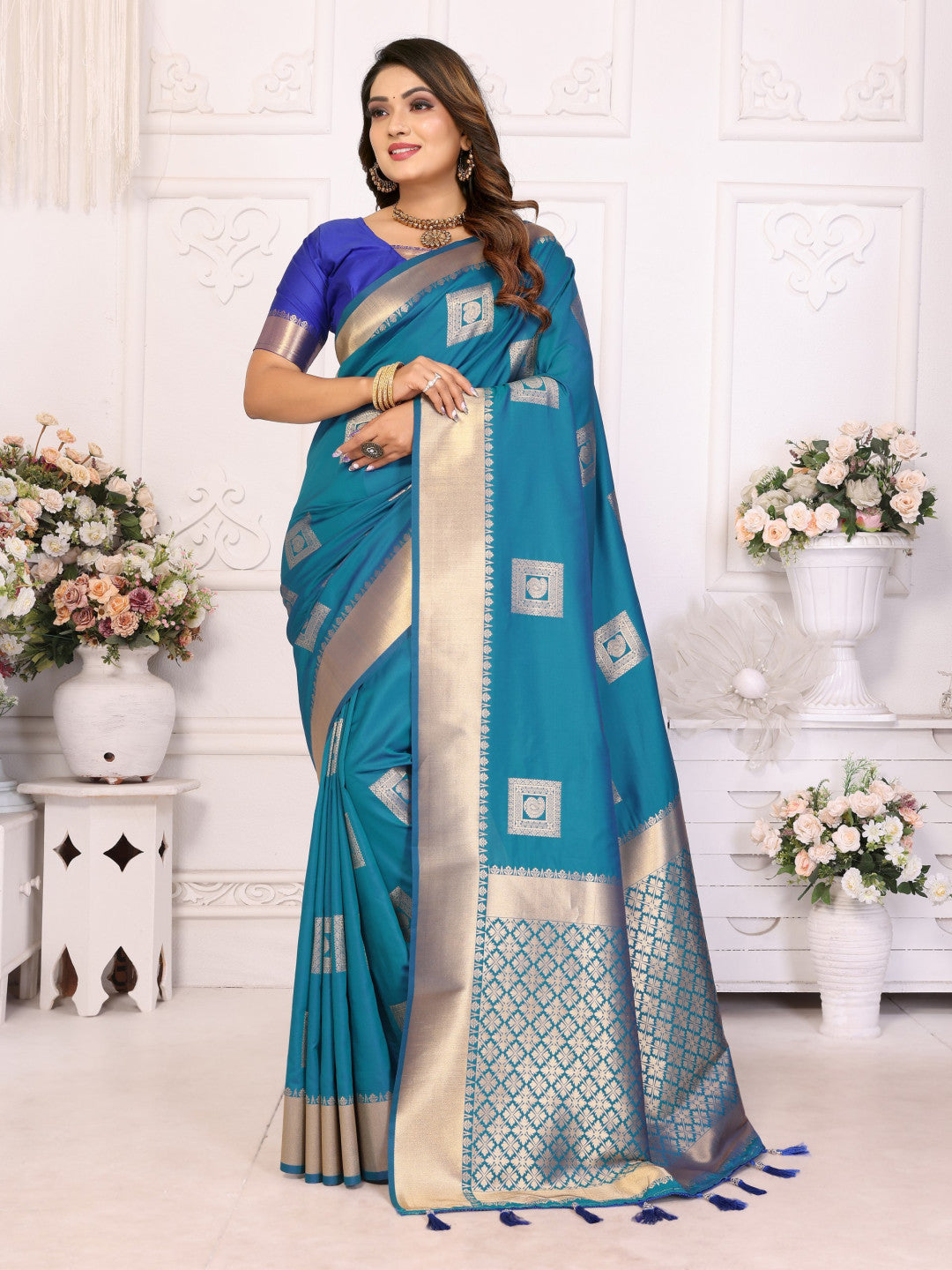 Firoji Premium Soft Silk Saree With Zari Weaving Work
