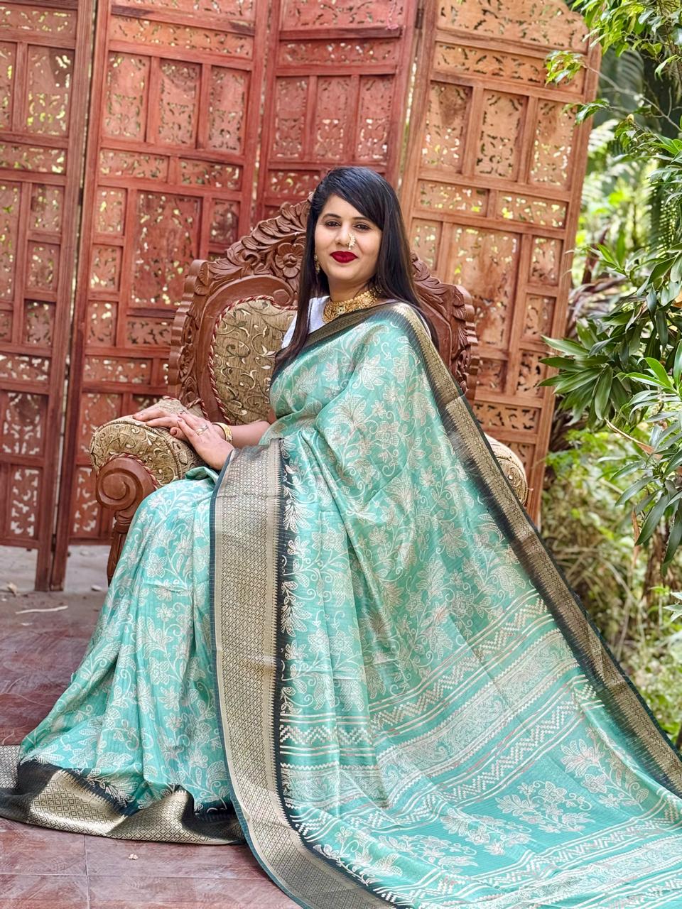 New Design Digital Printed Soft Dola Silk Saree