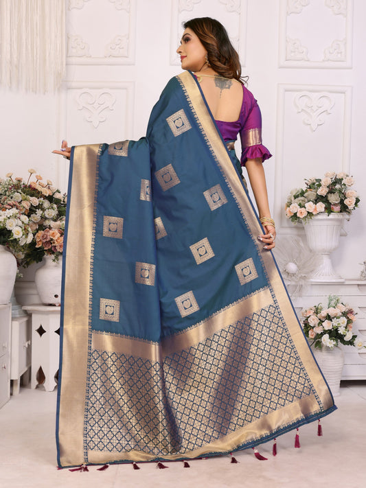 Morpeach Premium Soft Silk Saree With Zari Weaving Work