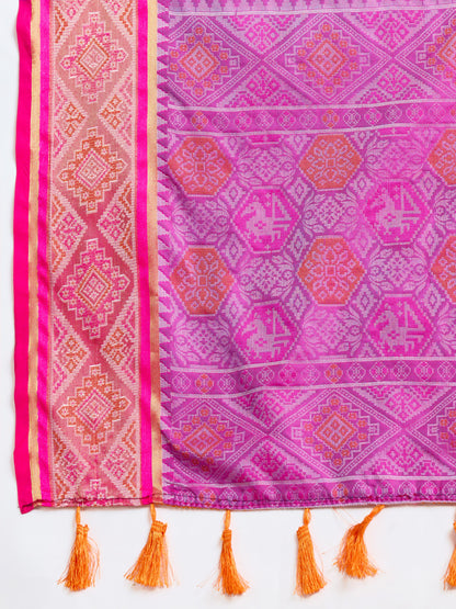 Firoji Traditional Patola Silk Saree With Weaving Work