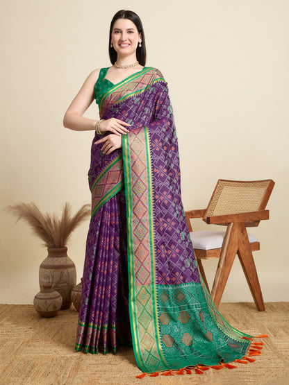 Magenta Traditional Patola Silk Saree With Weaving Work