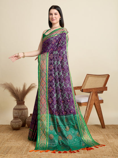 Magenta Traditional Patola Silk Saree With Weaving Work