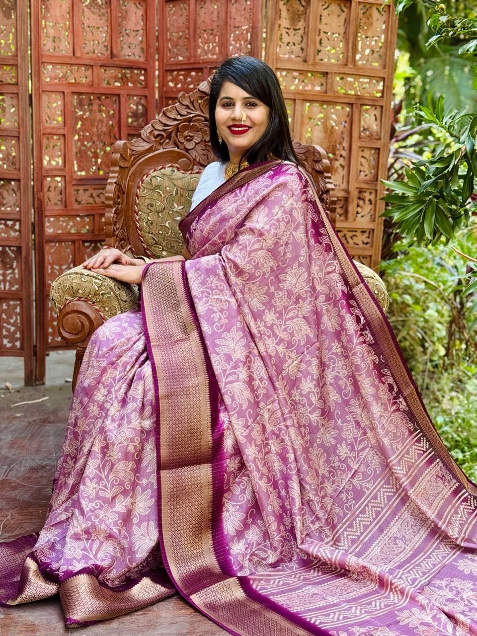 New Design Digital Printed Soft Dola Silk Saree