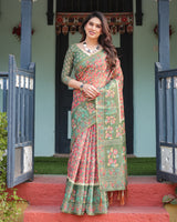 Kalamkari Digital Printed Linen Cotton Saree