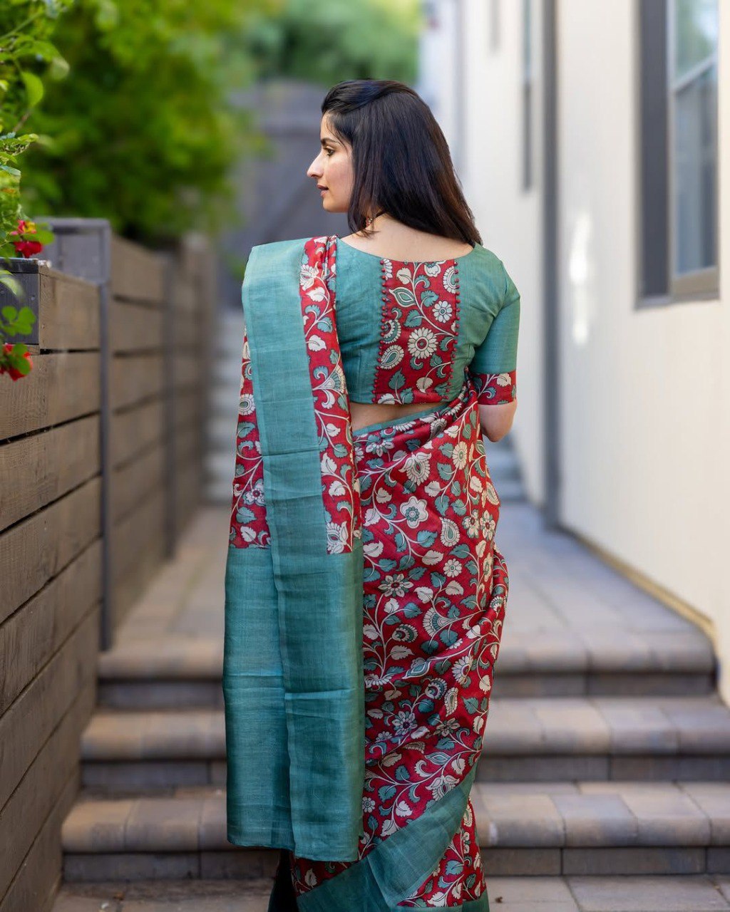 Red Colour Chanderi Cotton Saree With Kalamkari Digital Printed Work