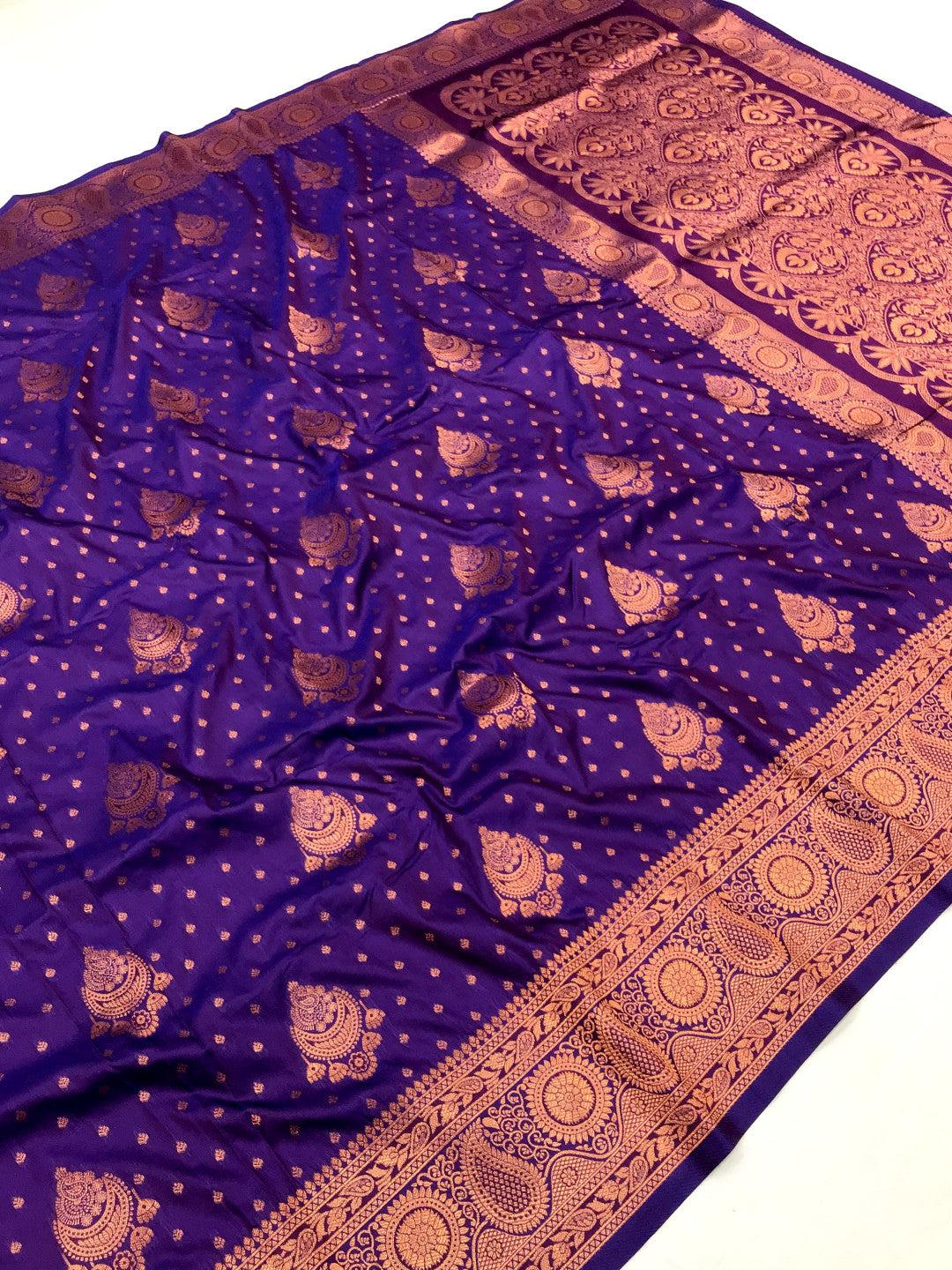 Purple Elegant Banarasi Silk Saree With Copper Zari Woven Work