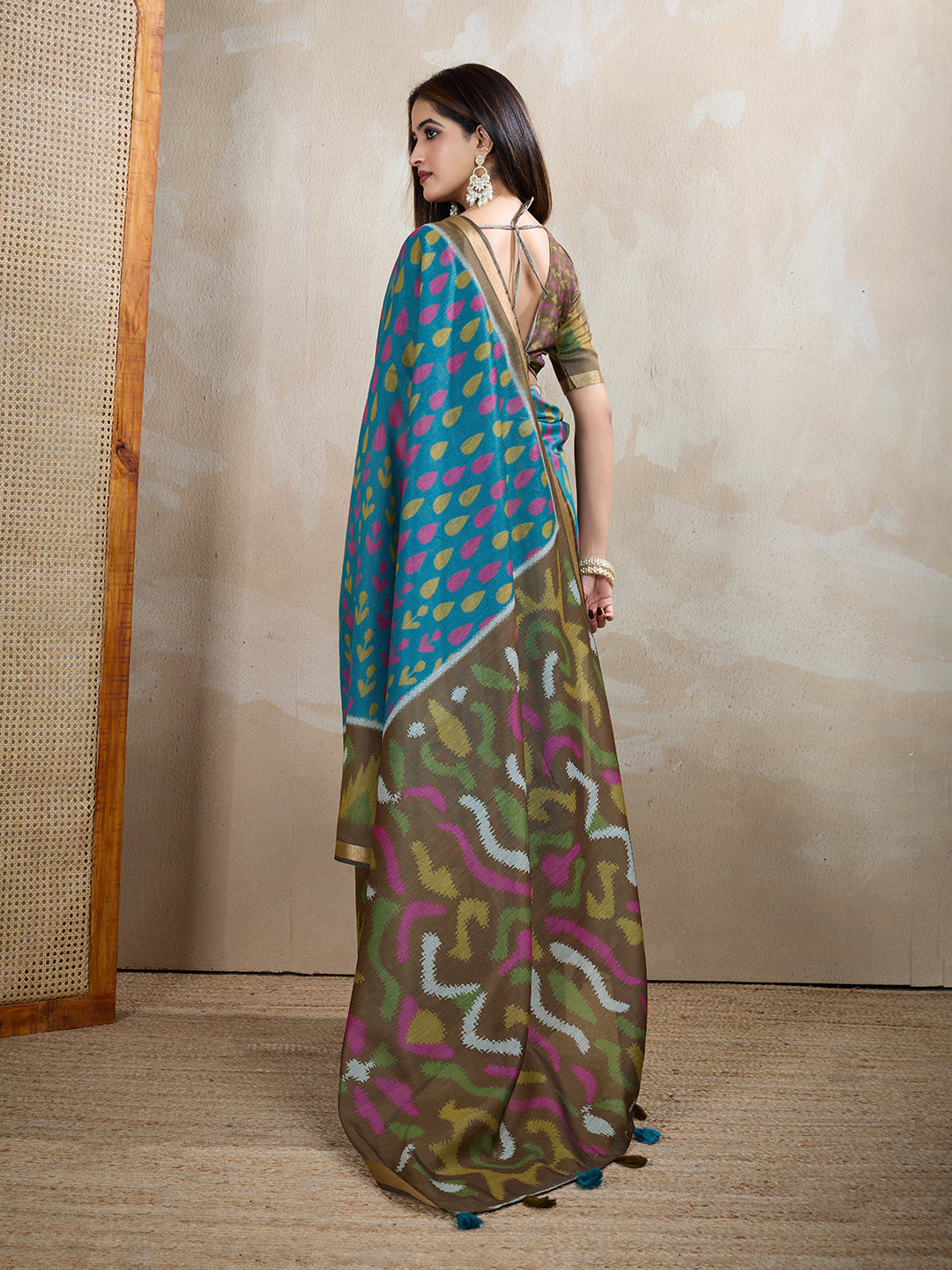 Multi Colour Chanderi Cotton Saree With Digital Printed Work