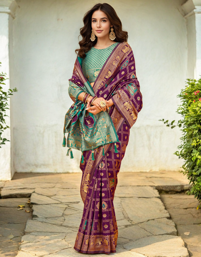 Paithani Silk Saree With Zari Weaving Work