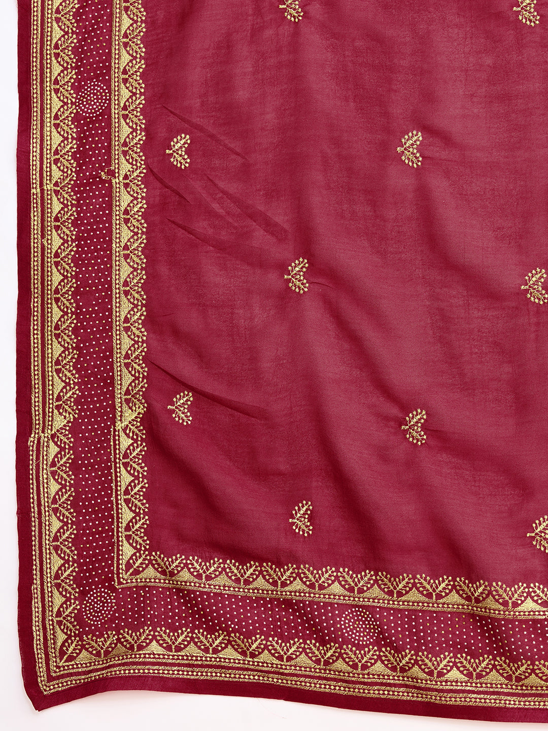 Fancy Rani Pink Soft Vichitra Silk Saree With Embroidery Work