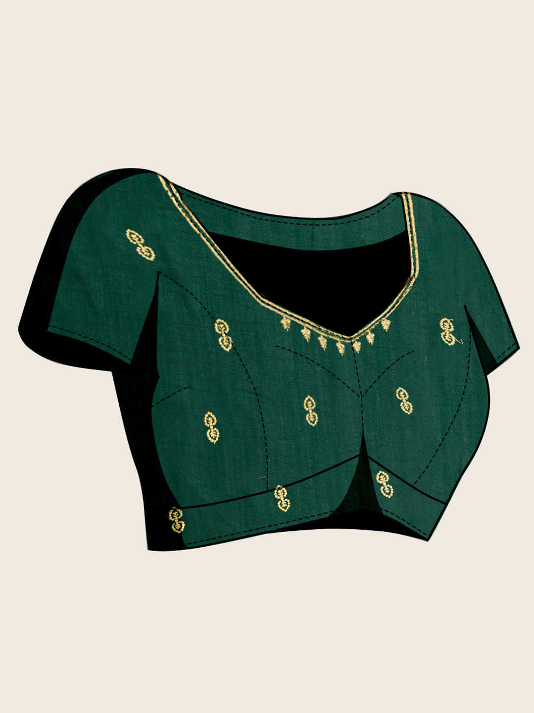 Fancy Green Soft Vichitra Silk Saree With Embroidery Work