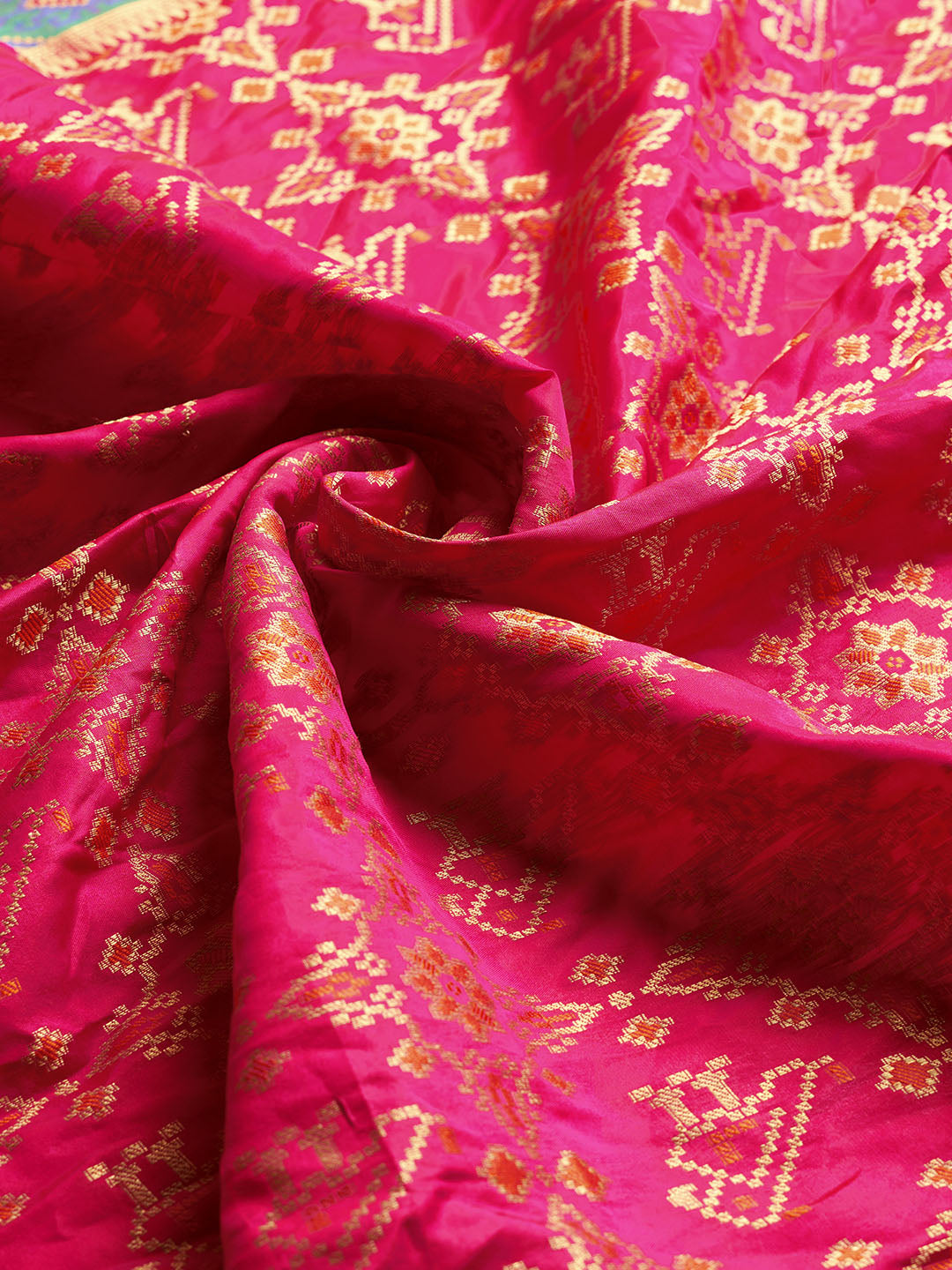 Pink Color Patola Silk Saree With Zari Weaving Work