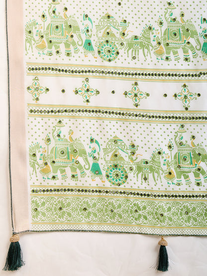 White Soft Cotton Saree With Printed Work