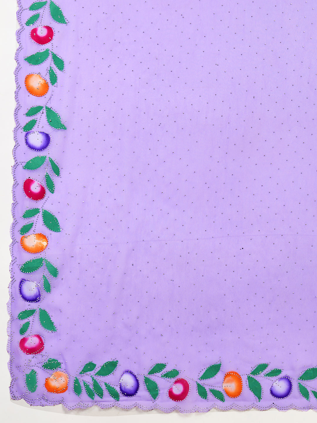 Lavender Color Georgette Saree With Brush Print And Siroski Work