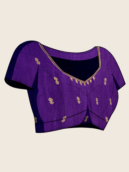 Fancy Purple Soft Vichitra Silk Saree With Embroidery Work