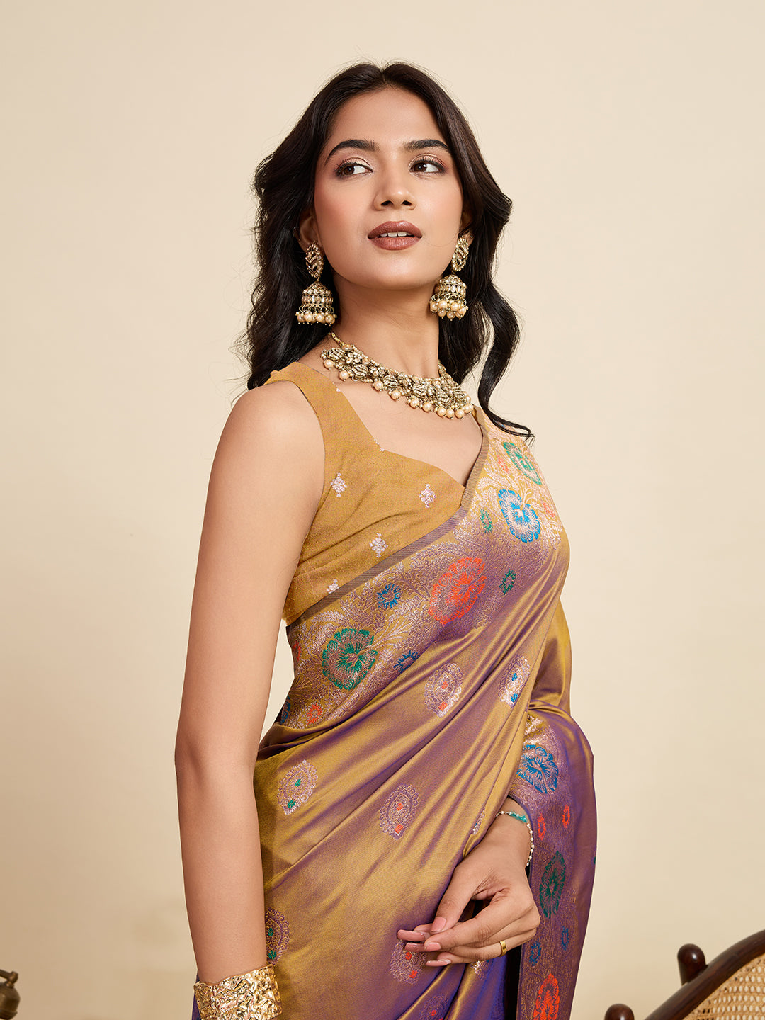 Traditional Mustard Yellow Color Jacquard Silk Saree With Zari Work