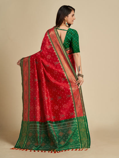 Red Color Patola Silk Saree With Weaving Work